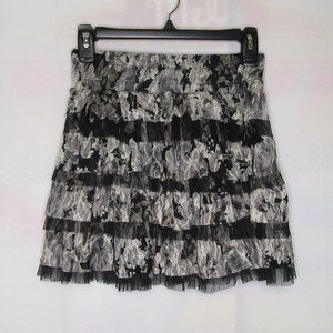 Rachael & Chloe Women Mini Ruffle Skirt Blk & Gray